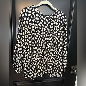 Ann Taylor XL black with white hearts blouse